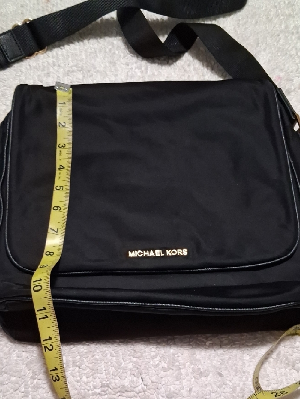 Michael Kors Black Nylon Messenger Bag with Gold Logo - Picture 5 of 13